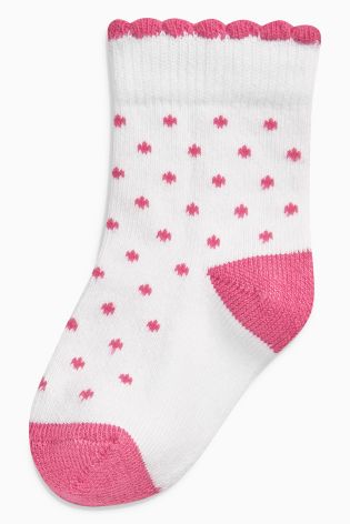 Pink/White Floral Socks Five Pack (Younger Girls)